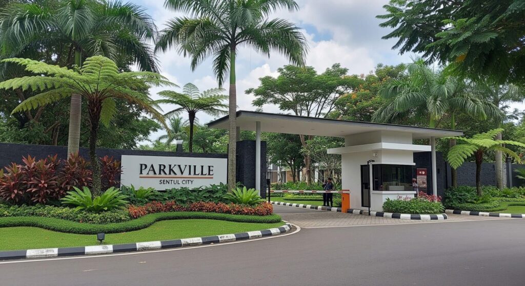 Suasana gerbang cluster parkville Sentul City Bogor
